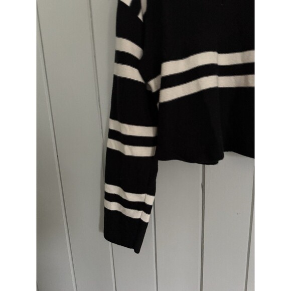 LNA Luca Sweater L Large Modal Blend Striped V Neck Long Sleeve Black White - Picture 3 of 7